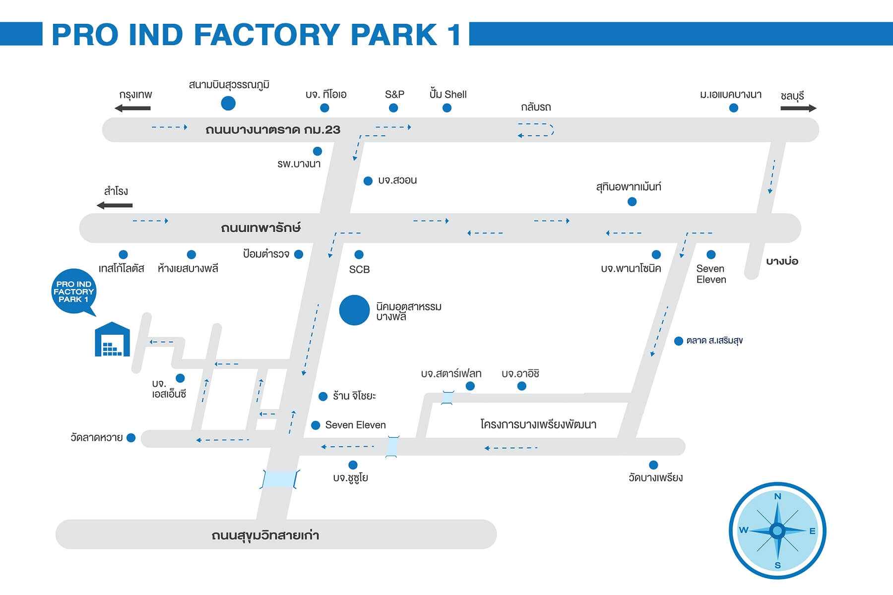 แผนที่โครงการ Pro Ind Factory Park 1 ให้เช่าโรงงาน ให้เช่าคลังสินค้า